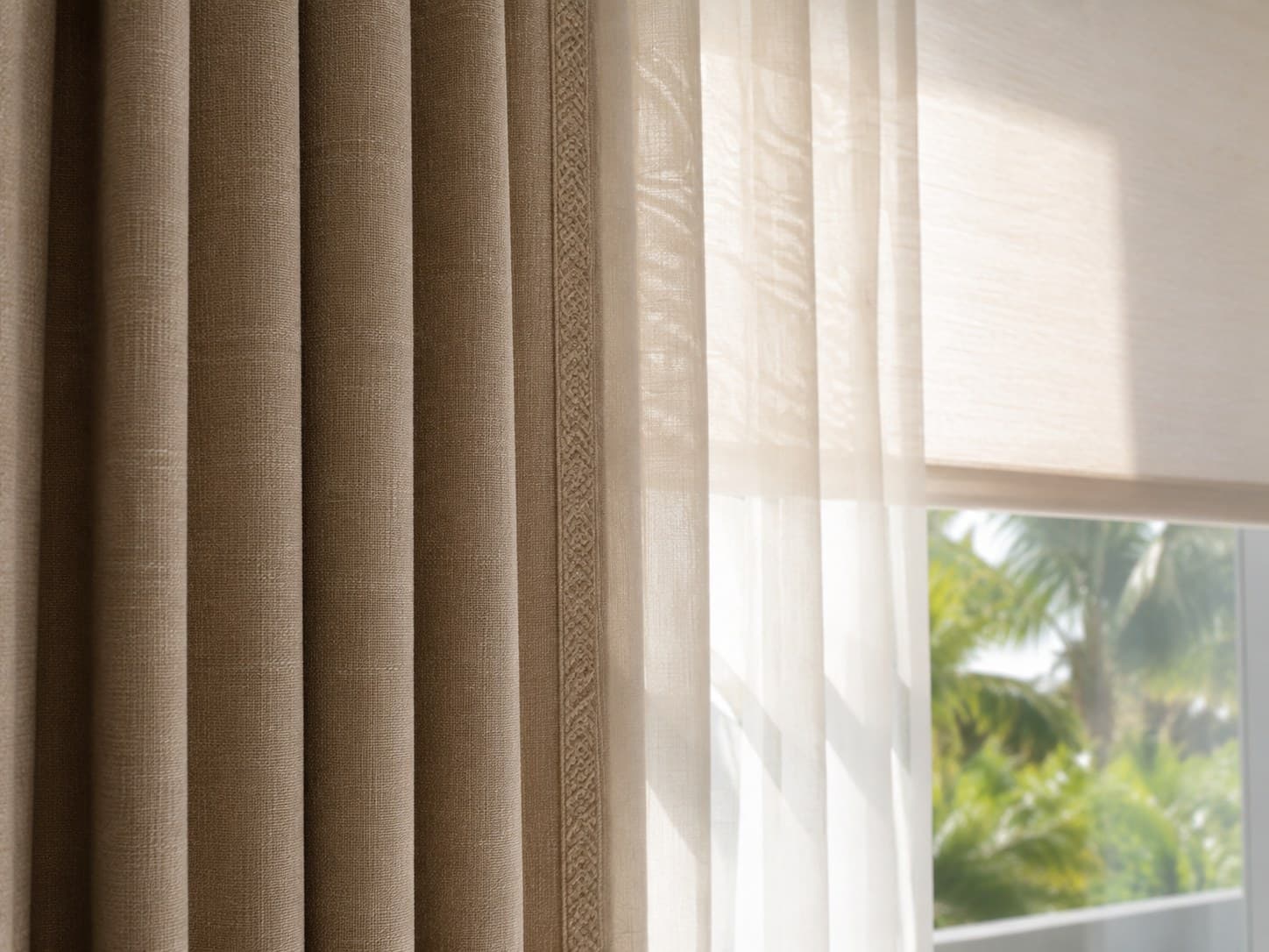 Sheer fabric detail with soft natural light